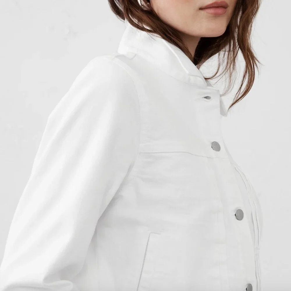 Banana Republic Factory Women's Denim Trucker Jacket, White, Large, NWT - Picture 3 of 4